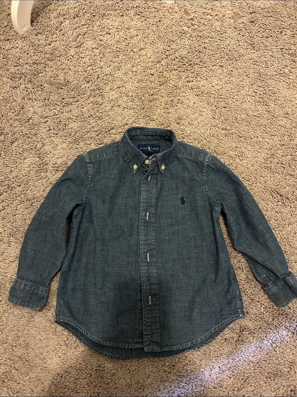 Ralph Lauren Dark Blue Denim Button-Down Shirt toddler boys size 3/3T